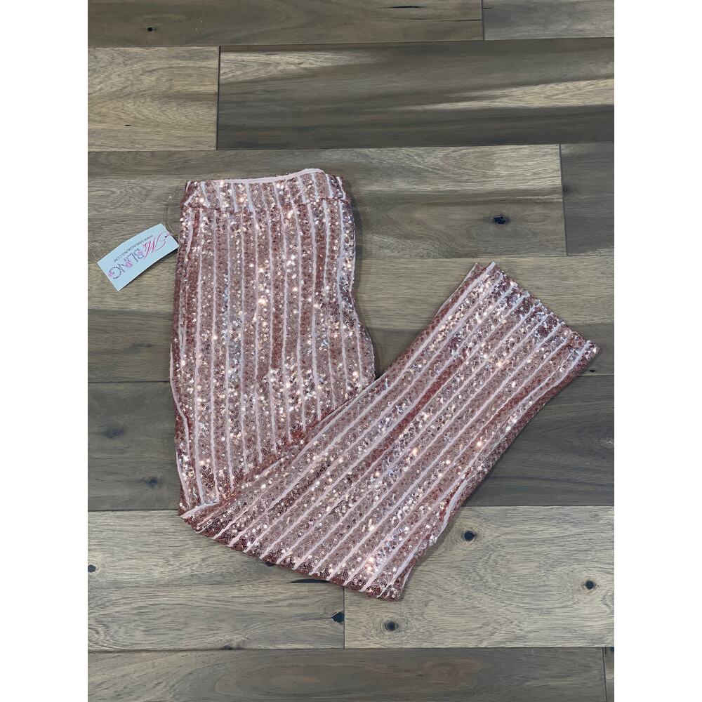 Ms. Bling Rose Gold Sequin Pants – Size L (NWT)